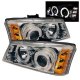 Chevy Silverado 3500 2003-2006 Clear Dual Halo Projector Headlights with LED