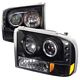 Ford F250 Super Duty 1999-2004 Black Halo Projector Headlights with Integrated LED