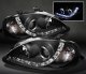 Honda Civic 1999-2000 Black Halo Projector Headlights with LED DRL