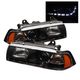 BMW E36 Coupe 1992-1998 Black Projector Headlights with LED Daytime Running Lights