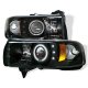 Dodge Ram 3500 1994-2001 Black CCFL Halo Projector Headlights with LED