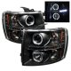 Chevy Silverado 3500HD 2007-2014 Black Dual Halo Projector Headlights with LED