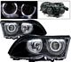 BMW E46 Sedan 3 Series 1999-2001 Black Projector Headlights with Halo