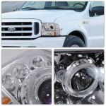 Ford F350 Super Duty 1999-2004 Clear Dual Halo Projector Headlights with LED