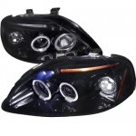 Honda Civic 1999-2000 Black Smoked Dual Halo Projector Headlights with LED