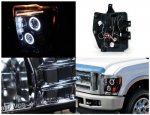 Ford F350 Super Duty 2008-2010 Smoked Halo Projector Headlights with LED