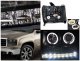 GMC Sierra 2007-2013 Black Projector Headlights Halo LED DRL