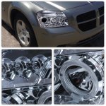 Dodge Magnum 2005-2007 Clear Dual Halo Projector Headlights with LED