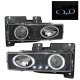 GMC Yukon 1992-1999 Black Projector Headlights with Halo and LED