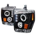 Ford F350 Super Duty 2008-2010 Black Dual Halo Projector Headlights with LED