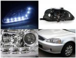 Honda Civic 1999-2000 Clear Projector Headlights with LED Daytime Running Lights