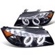 BMW 3 Series Sedan 2006-2008 Smoked Projector Headlights Halo LED DRL