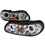 Chevy Malibu 1997-2003 Clear Dual Halo Projector Headlights with LED