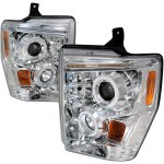 Ford F250 Super Duty 2008-2010 Clear Dual Halo Projector Headlights with LED