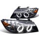 BMW 3 Series Sedan 2006-2008 Black Projector Headlights Halo LED DRL