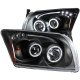 Dodge Caliber 2007-2009 Projector Headlights Black CCFL Halo LED Bar