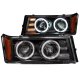 GMC Canyon 2004-2013 Black Projector Headlights with CCFL Halo