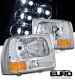 Ford F350 Super Duty 1999-2004 Clear Euro Headlights with LED