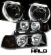 BMW E36 Sedan 3 Series 1992-1998 Black Halo Euro Headlights and Smoked Corner Lights Set