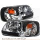 Ford Expedition 1997-2002 Black Euro Headlights with LED City Lights