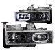 GMC Yukon 1992-1999 Carbon Euro Headlights with Halo