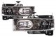 Chevy Blazer Full Size 1992-1994 Black Crystal Euro Headlights with Halo