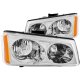 Chevy Silverado 2500 2003-2004 Euro Headlights with Chrome Housing