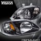 Honda Civic 1999-2000 Headlights with Black Housing