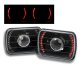 Chevy Suburban 1981-1999 Red LED Black Sealed Beam Projector Headlight Conversion