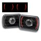 Mazda RX7 1986-1991 Red LED Black Sealed Beam Projector Headlight Conversion