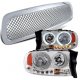 Dodge Durango 1998-2003 Chrome Mesh Grill and Halo Headlights Set