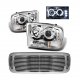 Ford F250 1999-2004 Chrome Grill and Halo Projector Headlights LED