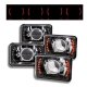 Chevy Caprice 1977-1986 Red LED Black Chrome Sealed Beam Projector Headlight Conversion Low and High Beams