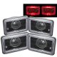 Chevy C10 Pickup 1981-1987 Red Halo Black Sealed Beam Projector Headlight Conversion Low and High Beams