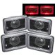 Mercury Cougar 1977-1986 Red Halo Black Sealed Beam Projector Headlight Conversion Low and High Beams