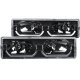 GMC Sierra 3500 1988-1998 Black Headlights U-shaped LED DRL