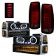 Chevy 3500 Pickup 1994-1998 Black Halo Headlights LED DRL and Tail Lights LED Red Smoked