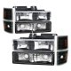 Chevy Tahoe 1995-1999 Black Euro Headlights and Bumper Lights Set