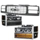 GMC Sierra 3500 1994-2000 Black Grille and LED DRL Headlights Bumper Lights