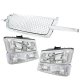 Chevy Silverado 2003-2005 Chrome Punch Grille and Clear Headlights Bumper Lights