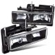 Chevy 1500 Pickup 1988-1998 Black Crystal Euro Headlights