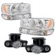 GMC Sierra 1500HD 2001-2002 Chrome LED DRL Headlights Set and Projector Fog Lights