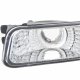 GMC Sierra 1500HD 2001-2002 Chrome LED DRL Headlights Set and Projector Fog Lights