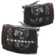 Chevy Silverado 2500HD 2007-2014 Black Smoked LED DRL Headlights