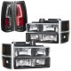 GMC Sierra 3500 1994-2000 Black Headlights and Custom LED Tail Lights