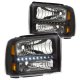 Ford F250 Super Duty 2005-2007 Black Headlights LED Daytime Running Lights