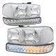 GMC Sierra 1999-2006 Chrome Clear Headlights and LED Bumper Lights DRL