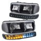 GMC Sierra 3500 2001-2006 Black Clear Headlights and LED Bumper Lights DRL