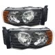 Dodge Ram 2002-2005 Black Headlights and LED Tail Lights Red Clear