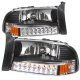 Dodge Durango 1998-2003 Black Euro Headlights with LED Signal Lights